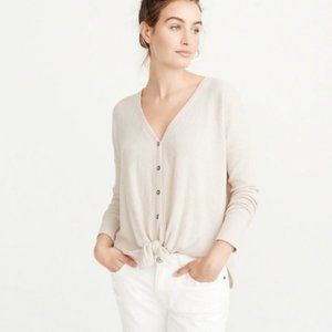 Abercrombie & Fitch Tie-Front Button-Up Top Cream